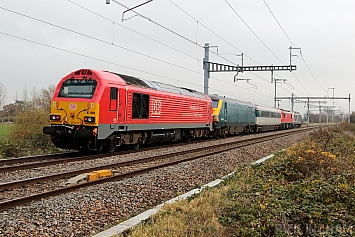 Class 67 - 67028 + Class 82 DVT - 82115 + Mk3 11074 + Class 90 - 90035 + Class 67 - 67012 - DB Schenker