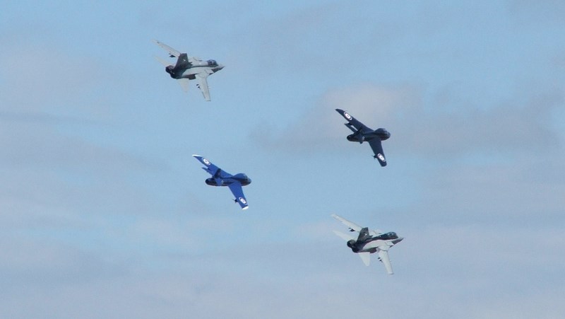 Panavia Tornado F3 - ZE887/GF + ZE764/GL + Hawker Hunter T7 - WV318/G-FFOX + XL577/G-BXKF - RAF