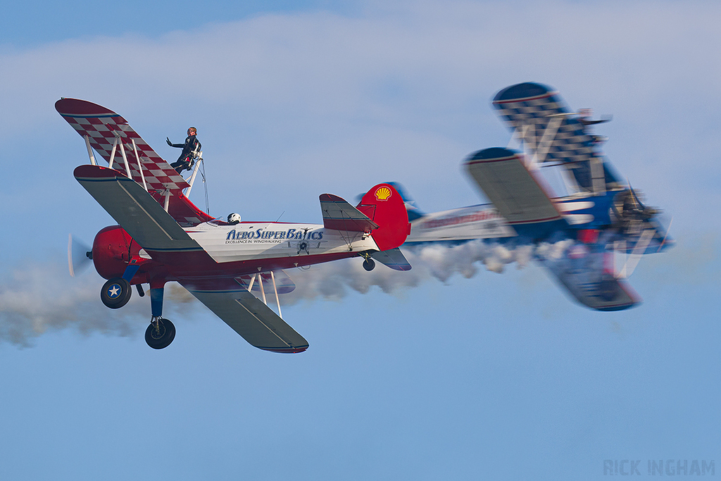 Boeing A-75N1 Stearman - N5057V + G-IIIY - AeroSuperBatics