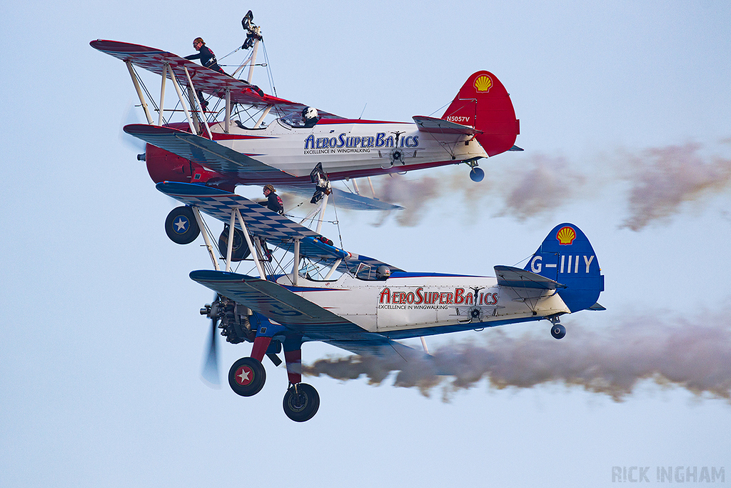 Boeing A-75N1 Stearman - N5057V + G-IIIY - AeroSuperBatics